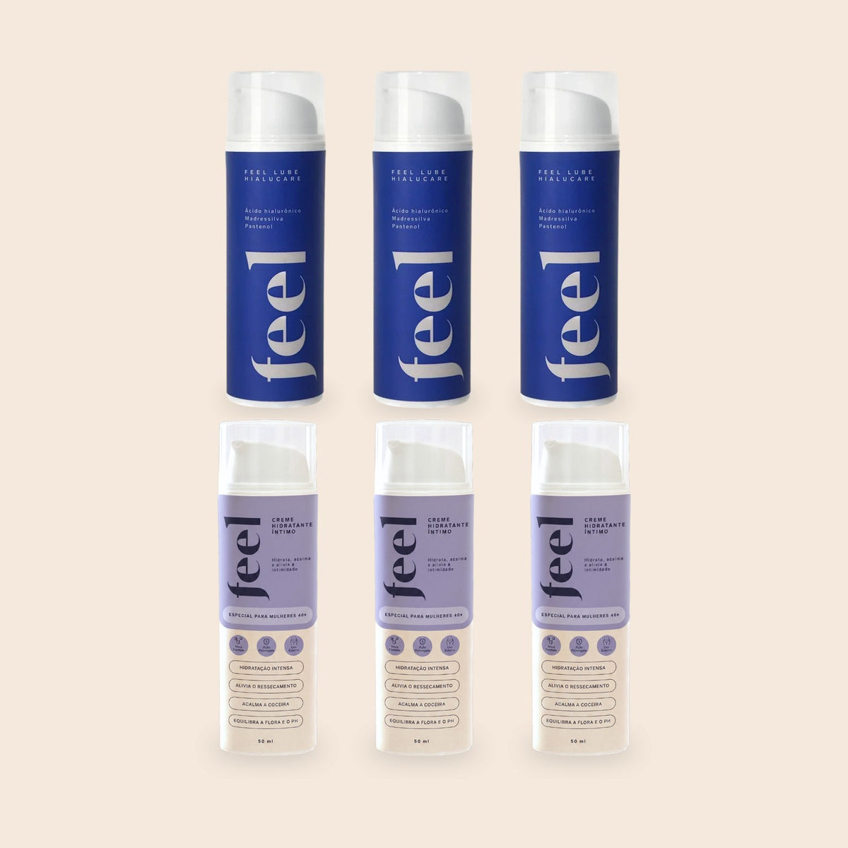 Kit Estoque Ressecamento (3 HialuCare + 3 Cremes)
